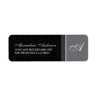 Vintages Rückgabeadresse-Etikett (schwarz)