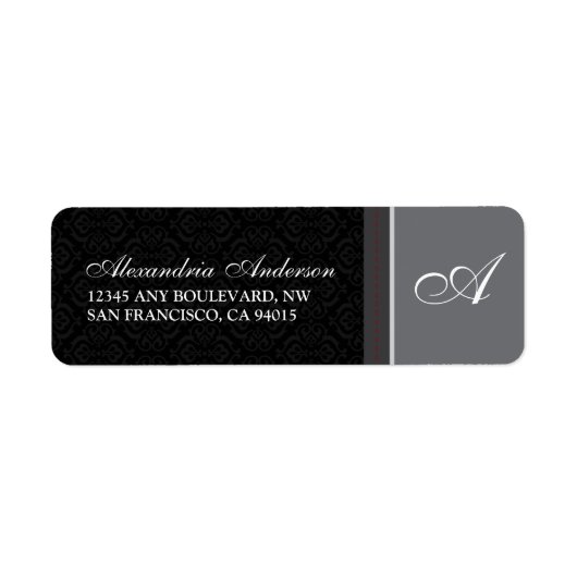 Vintages Rückgabeadresse-Etikett (schwarz) (Vorne)