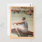Vintages Ruderposter Postkarte (Vorne/Hinten)
