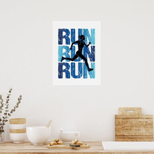 Vintages Runner Girl - Run Run Poster (Küche)