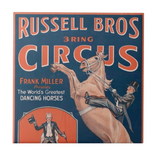 Vintages Russell Brothers Circus Poster. Fliese (Vorderseite)