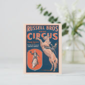 Vintages Russell Brothers Circus Poster. Postkarte (Stehend Vorderseite)