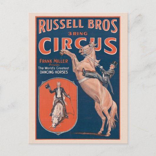 Vintages Russell Brothers Circus Poster. Postkarte (Vorderseite)