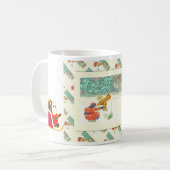 Vintages russisches Weihnachten, Sankt mit einem Kaffeetasse (Vorderseite Links)