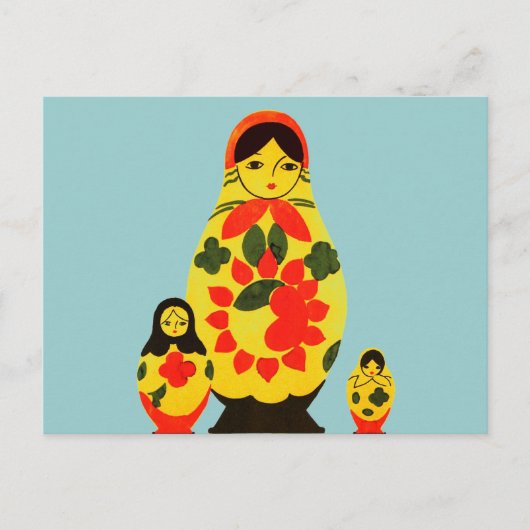 Vintages Russland Chic Matryoshka Doll Postkarte (Vorderseite)