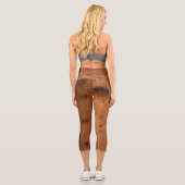 Vintages rustikal-braunes Brennholz Capri Leggings (Rückseite)