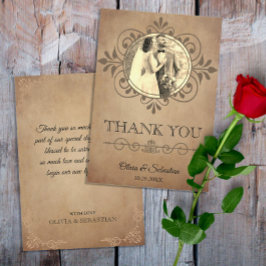 Vintages rustikales Altbau Viktorianische Hochzeit Dankeskarte