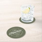 Vintages rustikales Ankündigung Datum freihalten Runder Pappuntersetzer (Vor Ort)