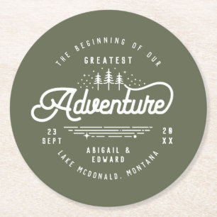 Vintages rustikales Ankündigung Datum freihalten Runder Pappuntersetzer