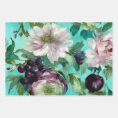 Vintages rustikales Aquamarin- und Pflaumendekoute Geschenkpapier Set (Vorderseite)