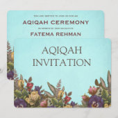 Vintages Rustikales Baby Mädchen Aqiqah Einladung (Vorne/Hinten)