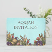 Vintages Rustikales Baby Mädchen Aqiqah Einladung (Stehend Vorderseite)