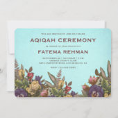 Vintages Rustikales Baby Mädchen Aqiqah Einladung (Rückseite)