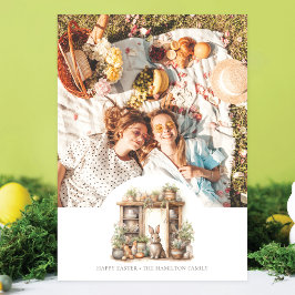 Vintages Rustikales Beige OsterFoto Personalisiert Feiertagskarte