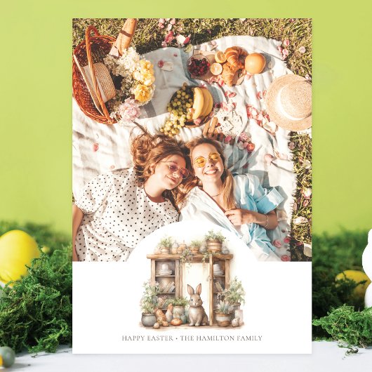 Vintages Rustikales Beige OsterFoto Personalisiert Feiertagskarte