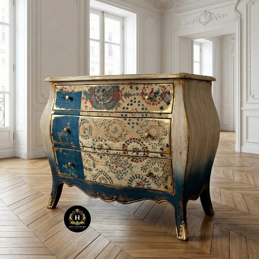 Vintages rustikales blaues Quilt-Muster Seidenpapier