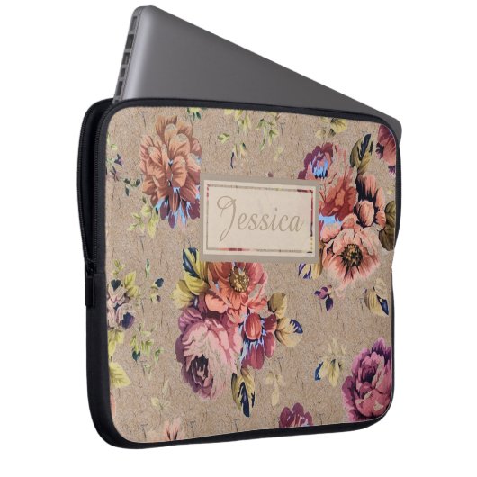 Vintages rustikales Blumen Laptopschutzhülle (Vorne Rechts)