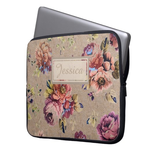 Vintages rustikales Blumen Laptopschutzhülle (Vorderseite Links)