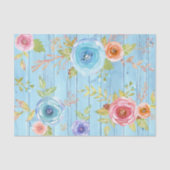 Vintages rustikales, blumenfarbenes, blaues Holz Seidenpapier (Vorderseite)