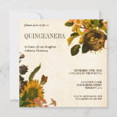 Vintages rustikales Blumenvogel-Nest Quinceanera Einladung (Vorderseite)