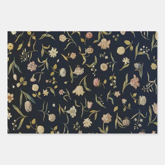 Vintages rustikales Botanisches Muster Geschenkpapier Set (Vorderseite)