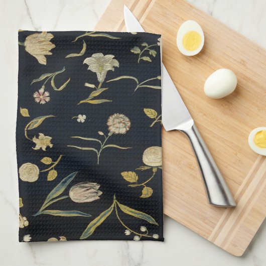 Vintages rustikales Botanisches Muster Geschirrtuch (Viertel Falte)