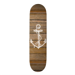 Vintages rustikales braunes Holz des weißen Anker Skateboard