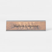 Vintages rustikales Braunholz Karpenter Monogramm Schreibtischnamensplakette (Vorderseite )