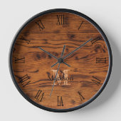 Vintages rustikales Braunholz Monogram Rotnum Uhr (Vorderseite)
