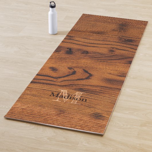 Vintages rustikales Braunholz Monogram Yoga Mat Yogamatte (Beispiel)
