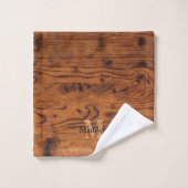 Vintages rustikales Braunholz Monogramm Badhandtuch Set (Waschlappen)