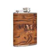 Vintages rustikales Braunholz Monogramm Flachmann (Rechts)