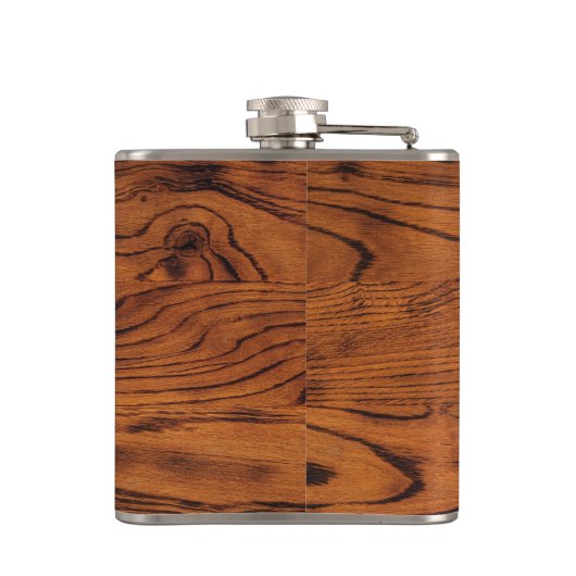 Vintages rustikales Braunholz Monogramm Flachmann (Rückseite)