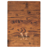 Vintages rustikales Braunholz Monogramm Klemmbrett (Rückseite)