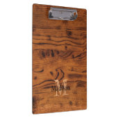 Vintages rustikales Braunholz Monogramm Klemmbrett (Rechts)