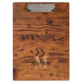 Vintages rustikales Braunholz Monogramm Klemmbrett (Vorderseite)