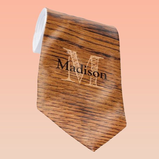 Vintages rustikales Braunholz Monogramm Krawatte