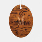 Vintages rustikales Braunholz Monogramm Ornament Aus Metall (Vorderseite links)