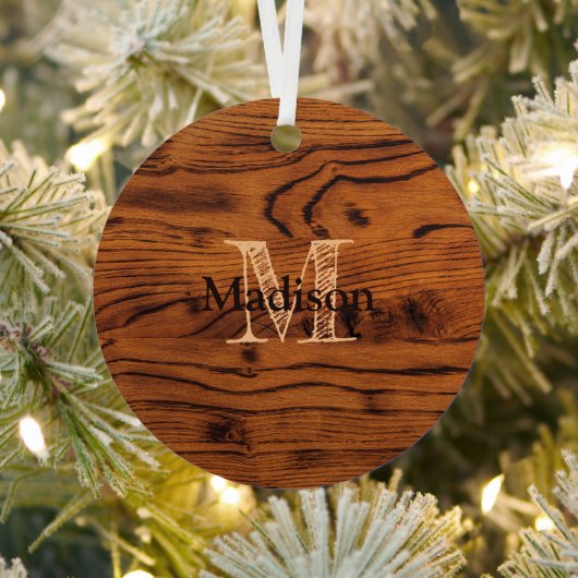 Vintages rustikales Braunholz Monogramm Ornament Aus Metall (InSitu)