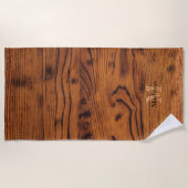 Vintages rustikales Braunholz Monogramm Strandtuch (Vorderseite)