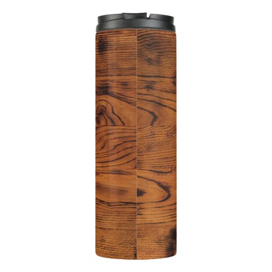 Vintages rustikales Braunholz Monogramm Thermosbecher (Rückseite)