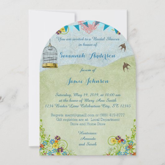 Vintages rustikales Brautparty Birdcage Jagd Einladung (Vorderseite)