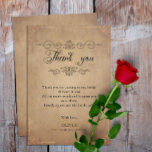 Vintages rustikales Brautparty Dankeskarte<br><div class="desc">Vintages antikes Design mit eleganter Typografie auf rustikalem Hintergrund und einem strukturierten,  gealterten Pergamentpapier. Der Text kann leicht für ein einzigartiges Design für Ihren besonderen Tag personalisiert werden.</div>
