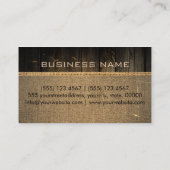 Vintages Rustikales Burlap Wood Look Monogram #2 Visitenkarte (Rückseite)