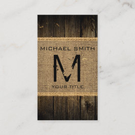 Vintages Rustikales Burlap Wood Look Monogram #2 Visitenkarte