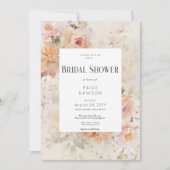 Vintages Rustikales Creme Floral Frame Brautparty Einladung (Vorderseite)