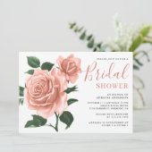 Vintages rustikales Dusty Peach Rose Brautparty Einladung (Stehend Vorderseite)
