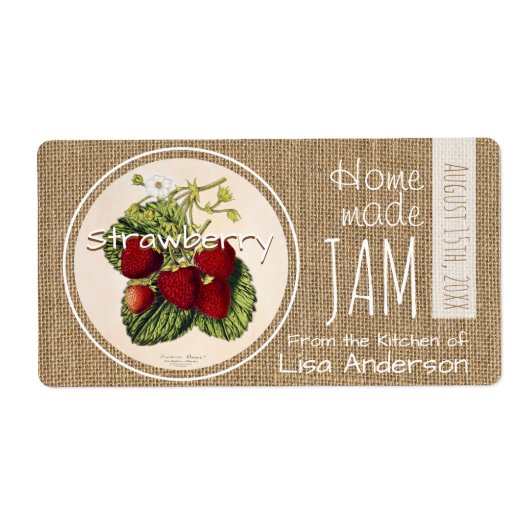 Vintages rustikales Erdbeerjam personalisiertes H- (Vorne)