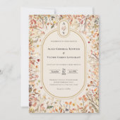 Vintages Rustikales Fall-Beige-Hochzeitungs-Monogr Einladung (Vorderseite)