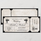 Vintages Rustikales Filmticket Save the Date Einladung (Vorne/Hinten)